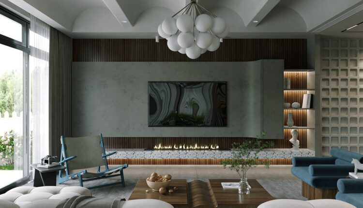 13248. 3D Living Room – Kitchen Interior Model Download by Tuan Anh Doan