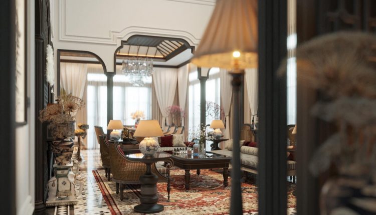 13260. 3D Indochine Living Room – Kitchen Interior Model Download by Tran Cong Duan