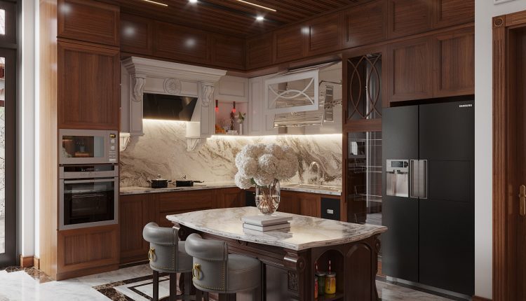 13270. Download Free 3D Classical Living Room – Kitchen Interior Model by Ha