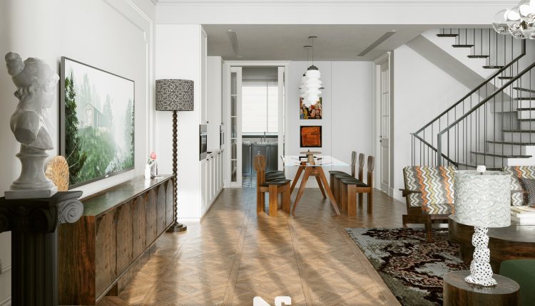 13302. 3D Living Room – Kitchen Interior Model Download by Ngo Dien Vu