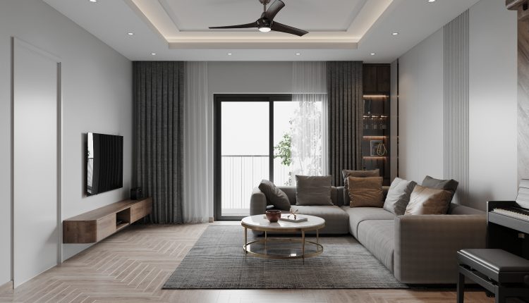 13318. 3D Living Room – Kitchen Interior Model Download by Minh Tu Indesign