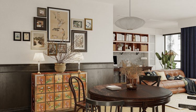 13322. 3D Living Room – Kitchen Interior Model Download by Cuong Tran