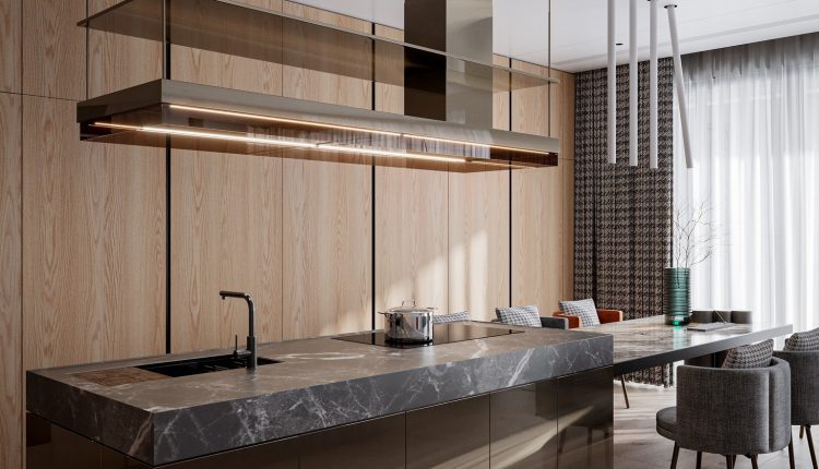 13330. 3D Living Room – Kitchen Interior Model Download by Nguyen Tuan Vu