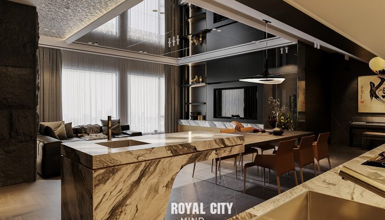 13334. 3D Living Room – Kitchen Interior Model Download by Trung Nghia