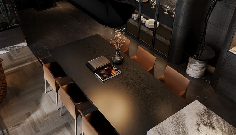 13334. 3D Living Room – Kitchen Interior Model Download by Trung Nghia