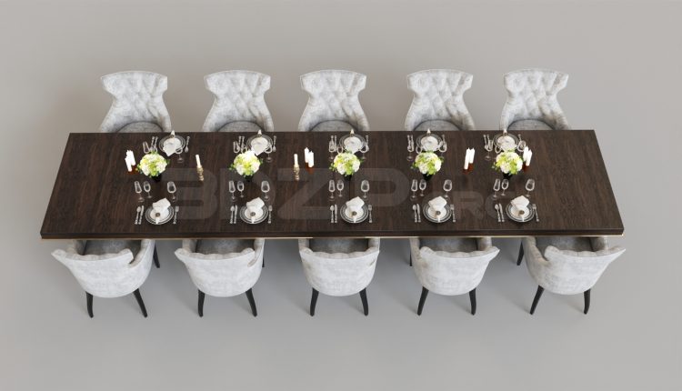5444. Free 3D Dining Table And Chair Model Download