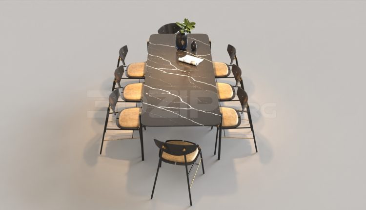 5466. Free 3D Dining Table And Chair Model Download