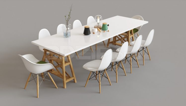 5563. Free 3D Dining Table And Chair Model Download