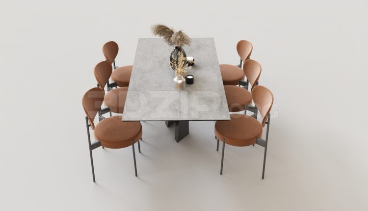 5610. Free 3D Dining Table And Chair Model Download