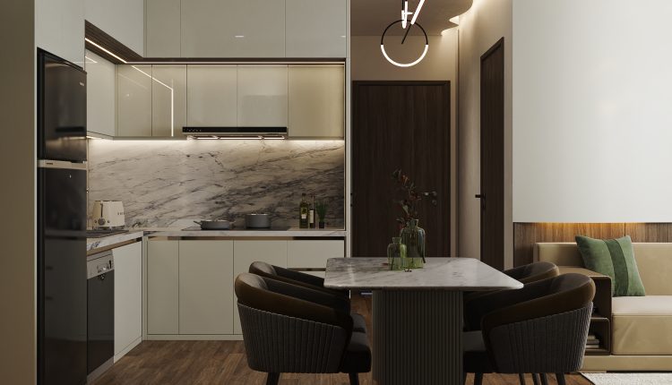 13380. 3D Living Room – Kitchen Interior Model Download by Thanh Luan