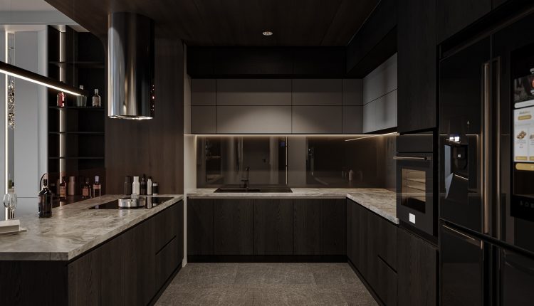 13386. 3D Living Room – Kitchen Interior Model Download by Pham Bao Toan