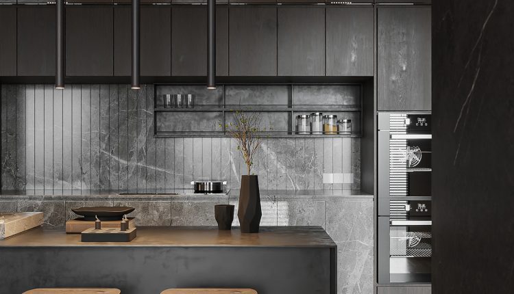 13391. 3D Living Room – Kitchen Interior Model Download by Quoc Quyen