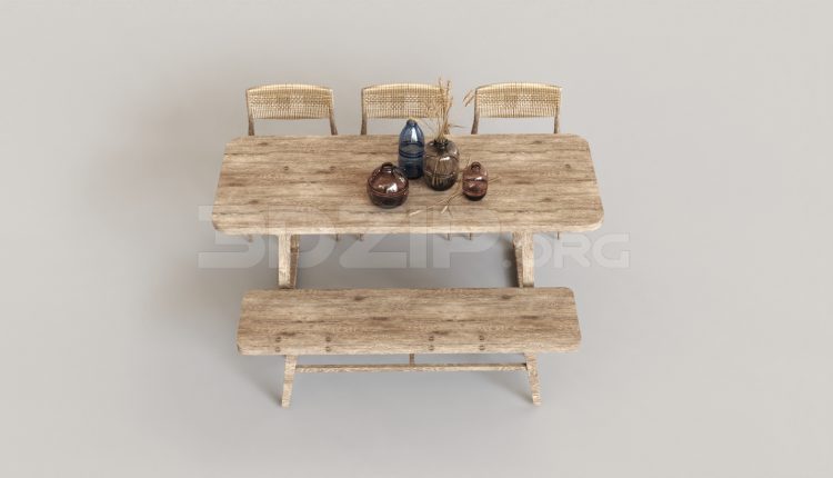 5617. Free 3D Dining Table And Chair Model Download