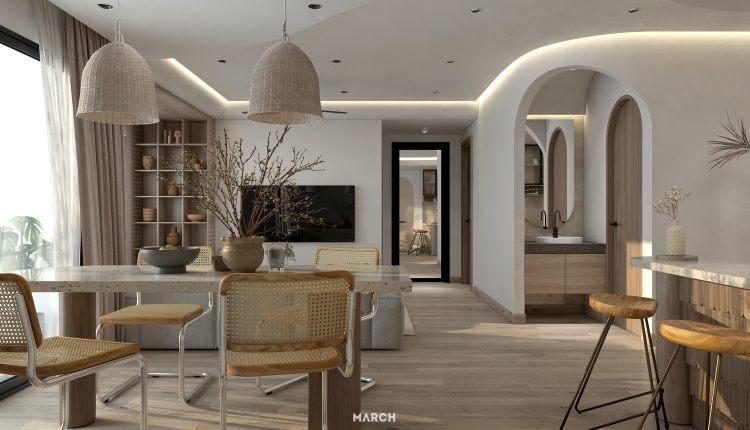 13402. 3D Living Room – Kitchen Interior Model Download by Luong Thuy