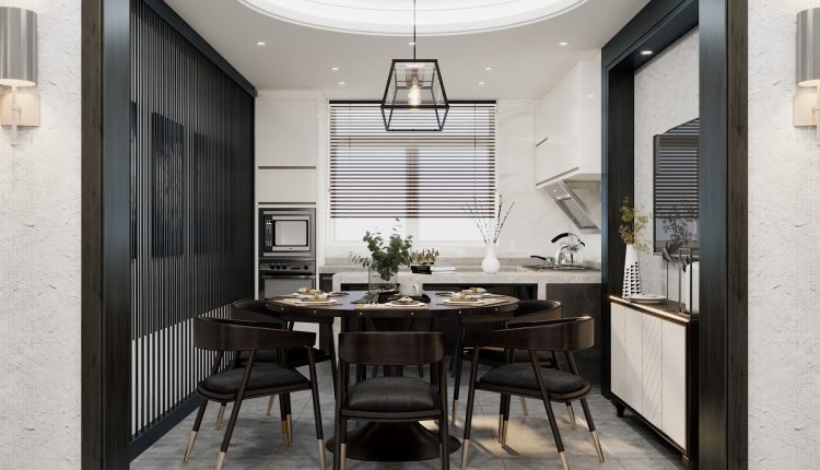 13405. 3D Living Room – Kitchen Interior Model Download