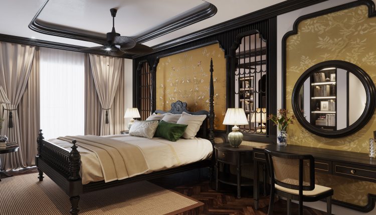 13413. Download Free 3D Indochine Master Bedroom Interior Model by Le Tien Dung