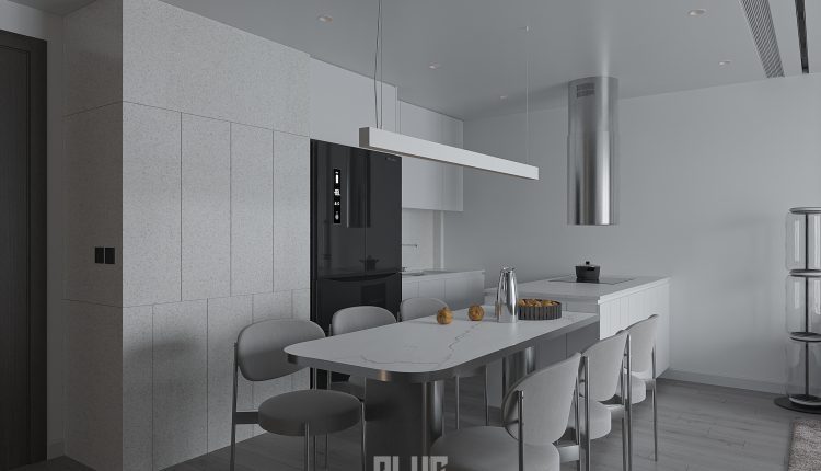 13414. 3D Living Room – Kitchen Interior Model Download by Huy Pham