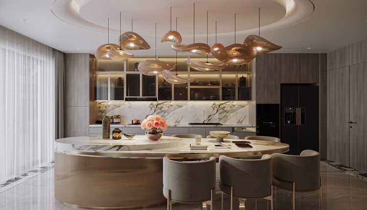 13417. 3D Living Room – Kitchen Interior Model Download by Tuan An