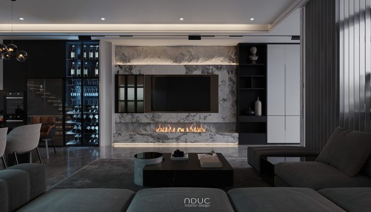 13418. 3D Living Room – Kitchen Interior Model Download by Nguyen Ngoc Duc