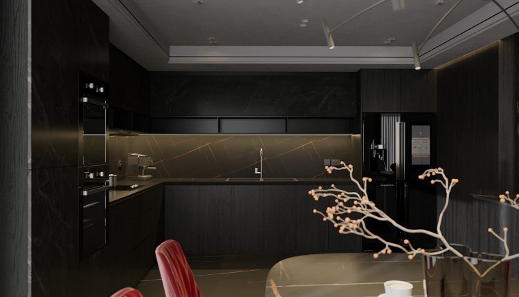 13429. 3D Living Room – Kitchen Interior Model Download by Hoang Tuan Anh