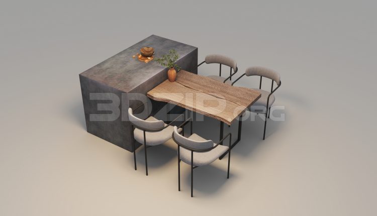 5919. Free 3D Dining Table And Chair Model Download