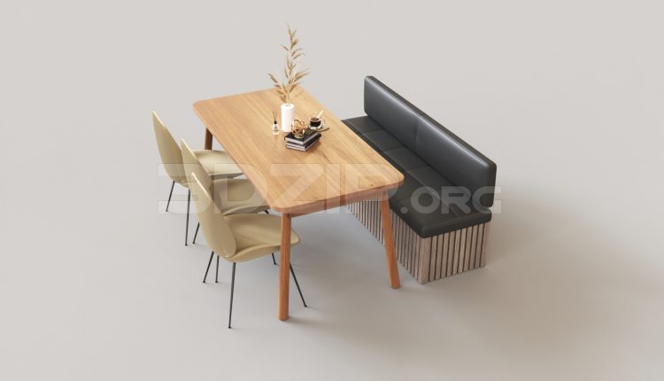 5975. Free 3D Dining Table And Chair Model Download