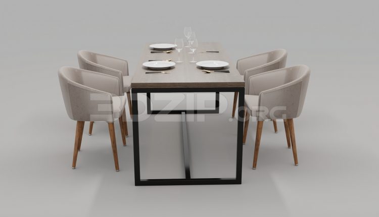6002. Free 3D Dining Table And Chair Model Download