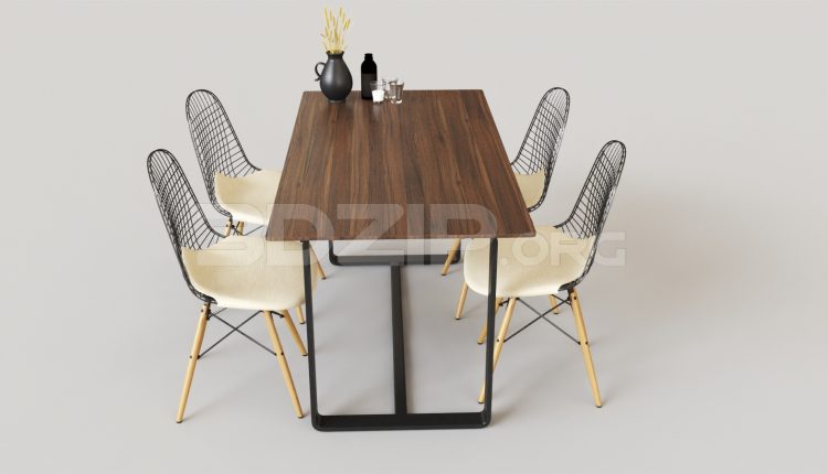 6011. Free 3D Dining Table And Chair Model Download