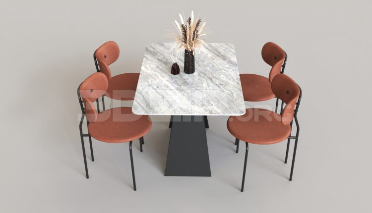 6110. Free 3D Dining Table And Chair Model Download