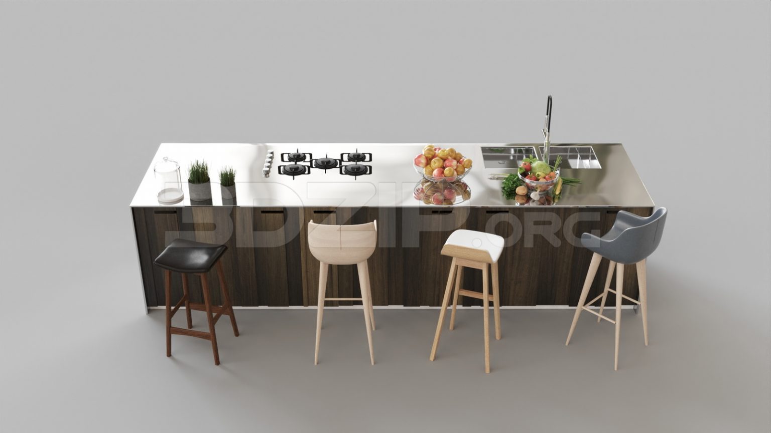6147. Free 3D Kitchen Island Model Download