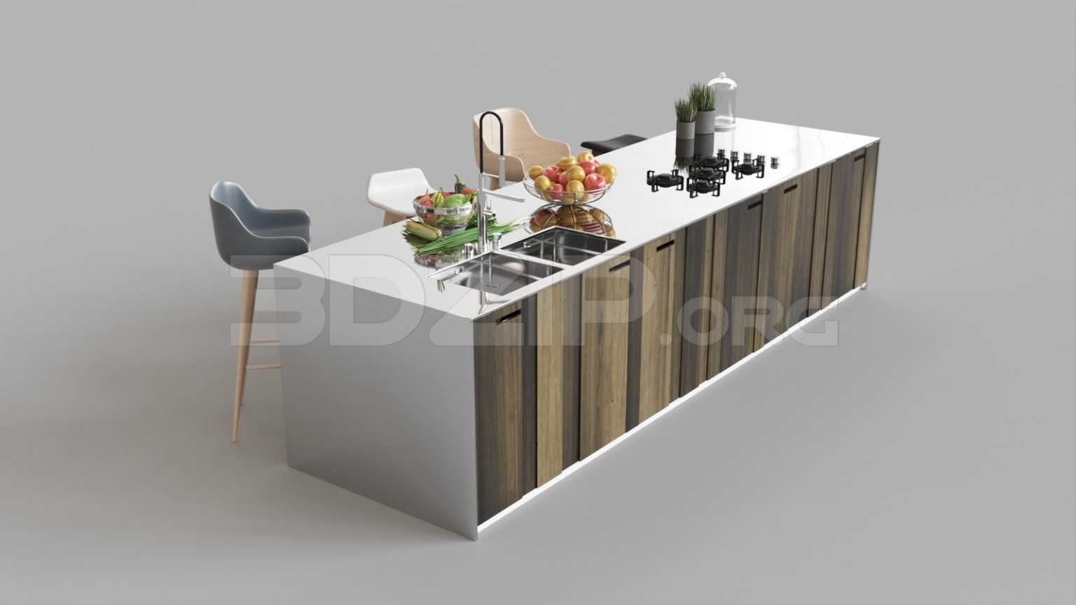 6147. Free 3D Kitchen Island Model Download
