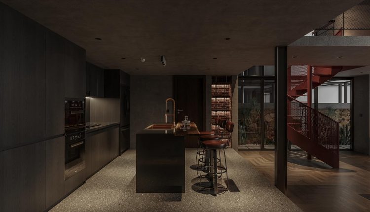 13445. 3D Living Room – Kitchen Interior Model Download By Son Nguyen