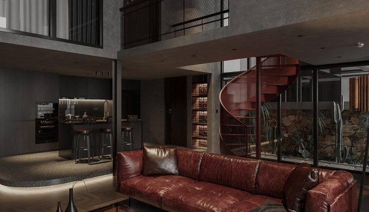 13445. 3D Living Room – Kitchen Interior Model Download By Son Nguyen