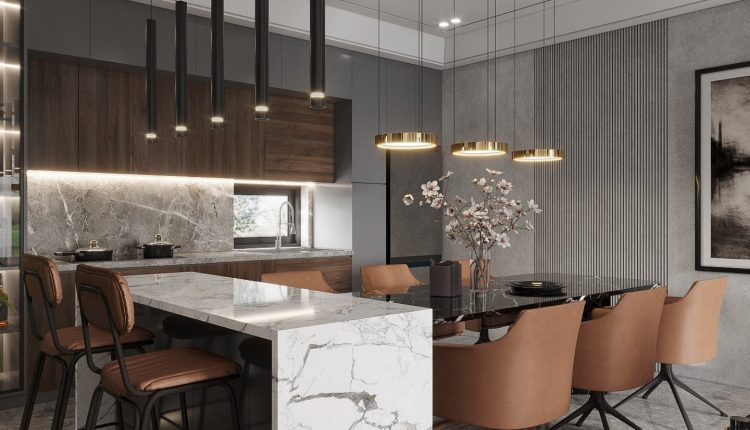 13463. 3D Living Room – Kitchen Interior Model Download By Ha
