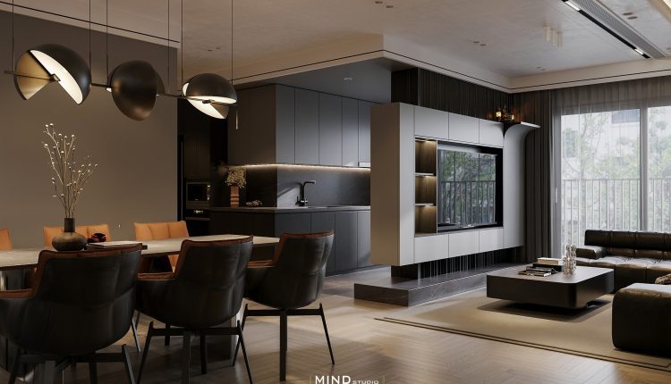 13467. 3D Living Room – Kitchen Interior Model Download By Trung Nghia