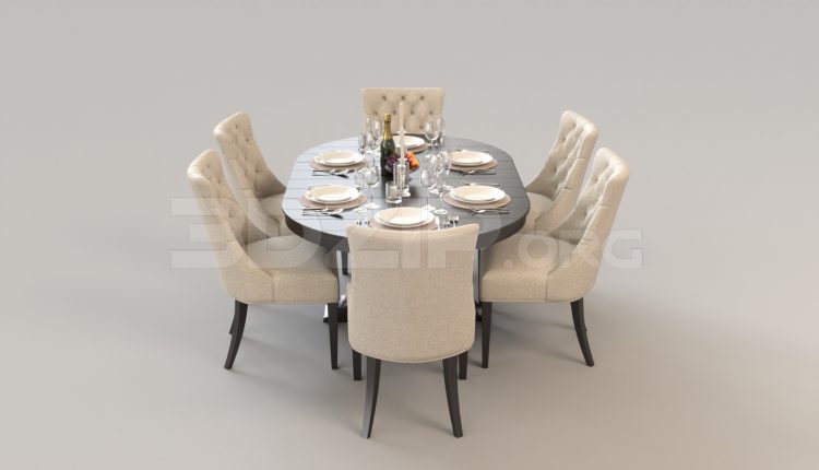 6274. Free 3D Dining Table And Chair Model Download