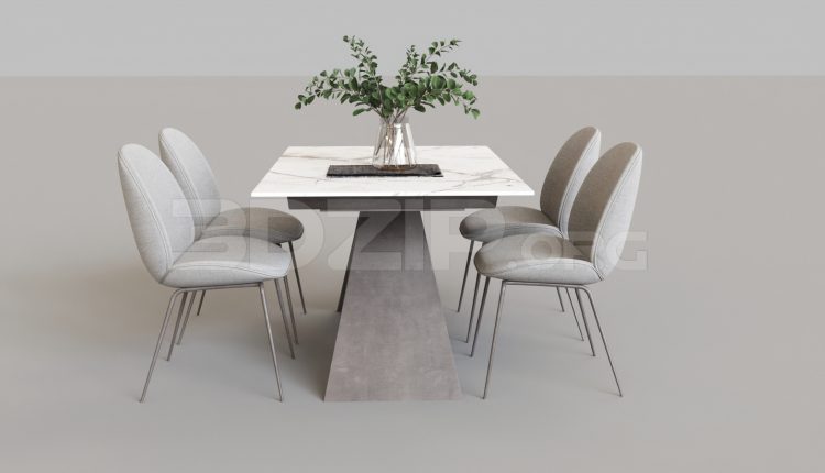 6311. Free 3D Dining Table And Chair Model Download