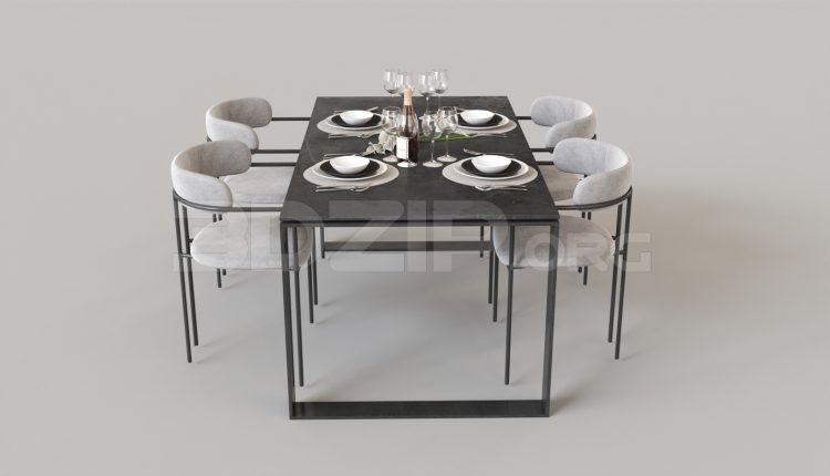 6329. Free 3D Dining Table And Chair Model Download