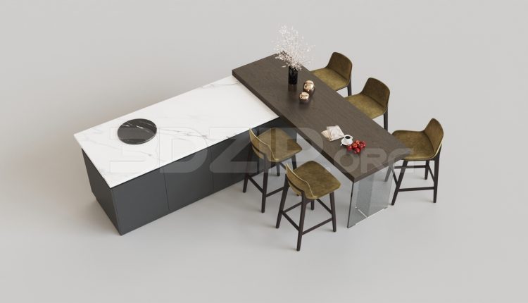 6444. Free 3D Dining Table And Chair Model Download