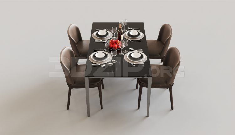 6497. Free 3D Dining Table And Chair Model Download