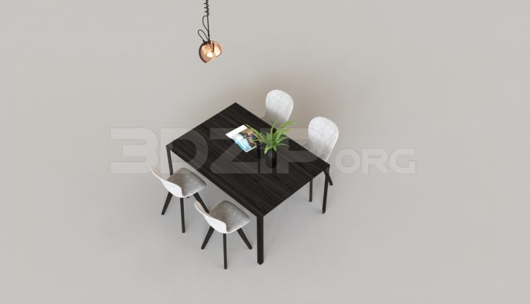 6526. Free 3D Dining Table And Chair Model Download