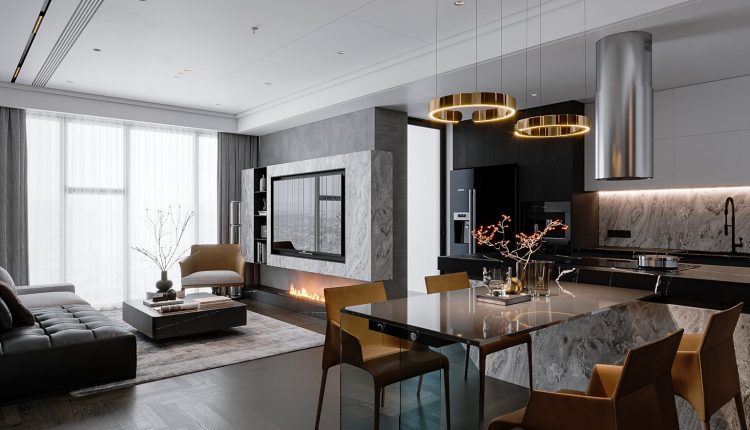 13473. 3Ds Max Living Room – Kitchen Interior Model Download By Nam Nguyen