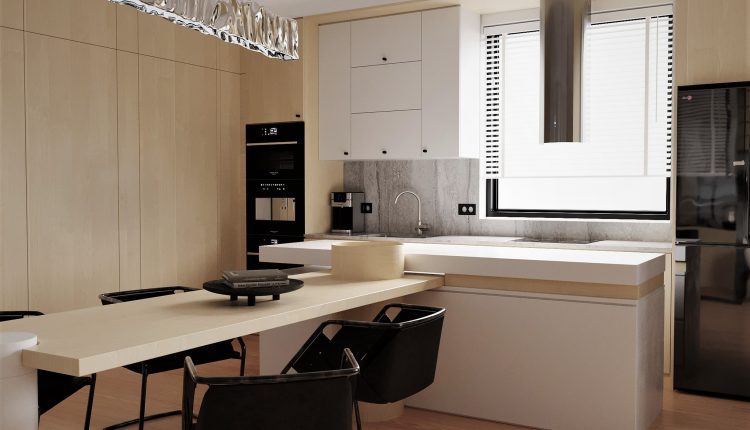 13477. 3Ds Max Living Room – Kitchen Interior Model Download By Do Anh Duc