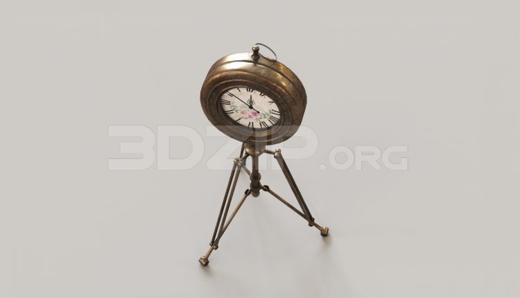 6654. Free 3Ds Max Antique Tripod Clock Model Download