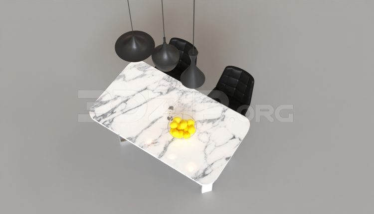 6676. Free 3Ds Max Dining Table And Chair Model Download (1)