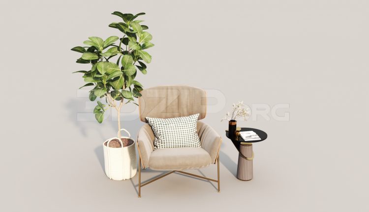6704. Free 3Ds Max Armchair Model Download