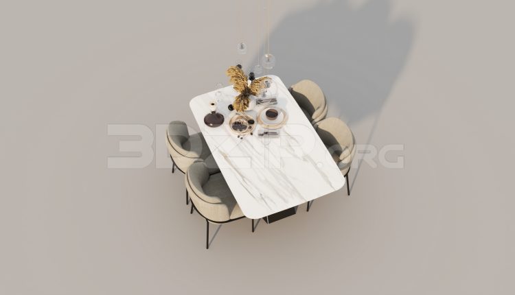 6728. Free 3Ds Max Dining Table And Chair Model Download