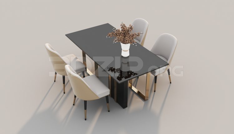 6737. Free 3Ds Max Dining Table And Chair Model Download