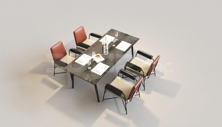 6743. Free 3Ds Max Dining Table And Chair Model Download