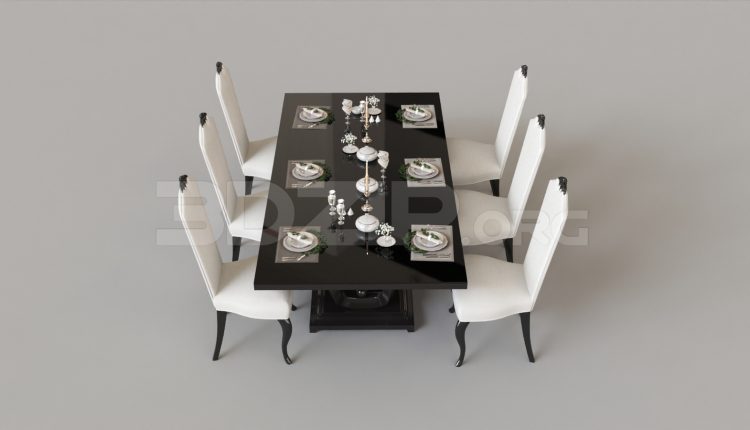 6749. Free 3Ds Max Dining Table And Chair Model Download